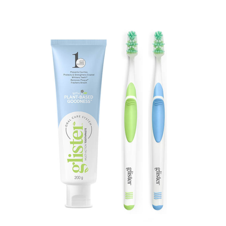 Glister multi-action toothpaste and the Glister soft multi-function toothbrush