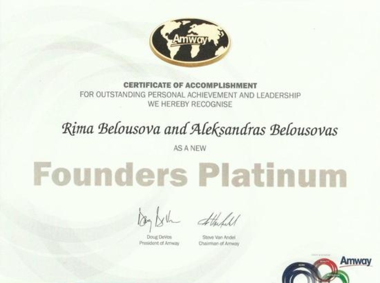 AMWAY Foudres Platina Aleksandras Belousovas Rima Belousova